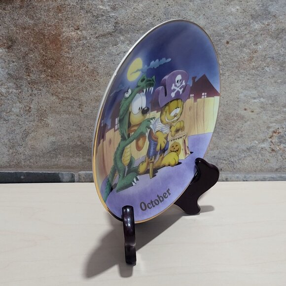 Garfield Calendar October Plate Jim Davis Plate No A 1444 Danbury Mint - Picture 10 of 14